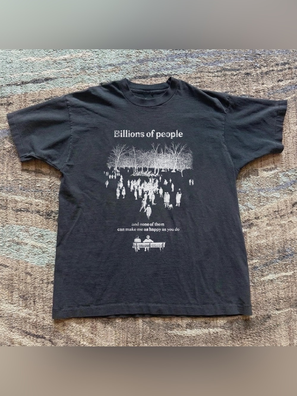 Billions Of People Crowd Vintage Grunge Black Graphic T-Shirt